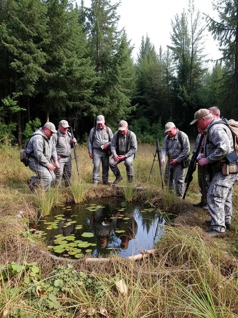 A group photo of ACPR DU LEVEZOU members participating in a community event, such as a wildlife survey or habitat restoration project, demonstrating their active involvement and collaboration.